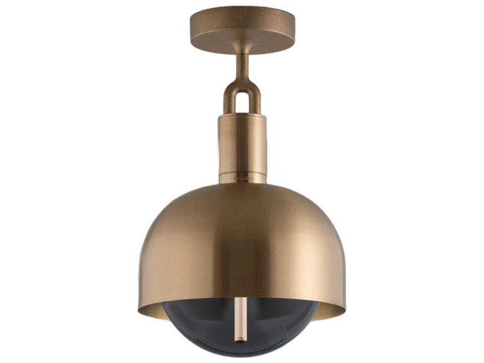 Forked 1-Light Brass Semi Flush Mount