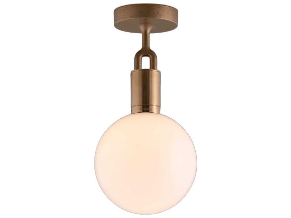 Forked 1-Light Brass Globe Semi Flush Mount