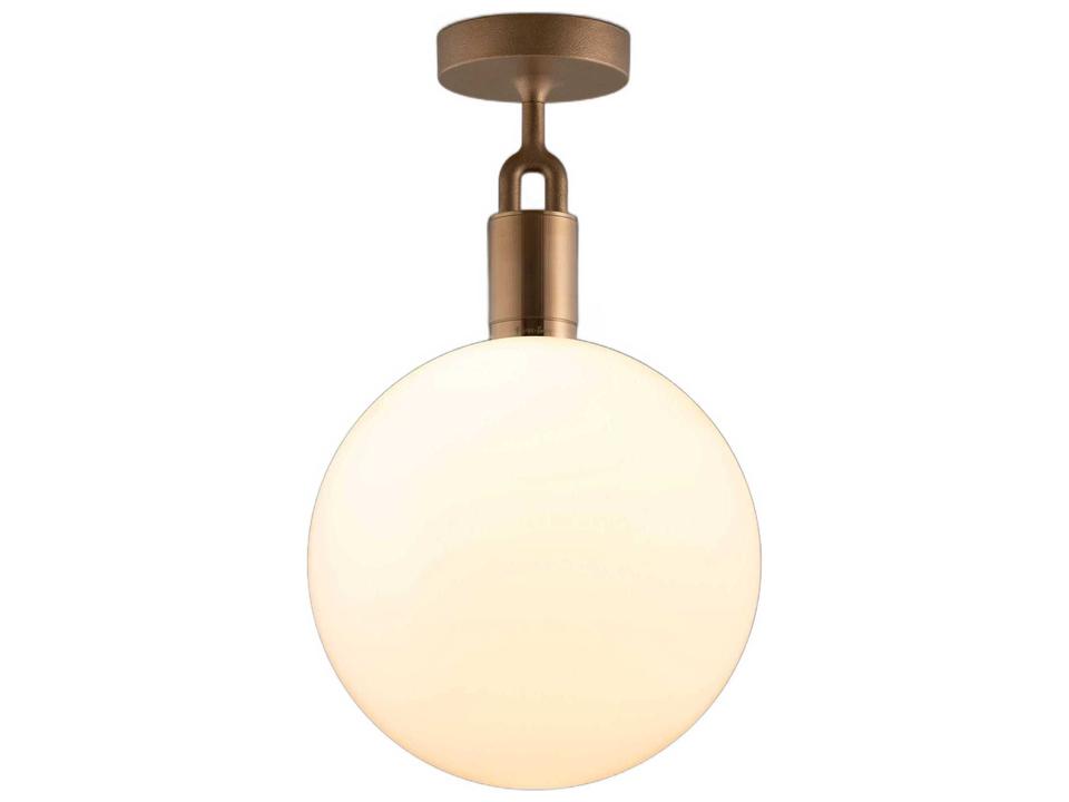 Forked 1-Light LED Semi-Flush Mount in Brass and Opal Glass