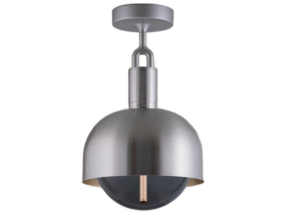 Forked 1-Light LED Semi-Flush Mount Ceiling Light in Steel and Opal Glass