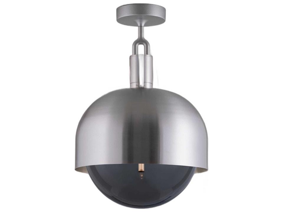 Forked 1-Light Ceiling Light in Steel with Opal Glass Globe