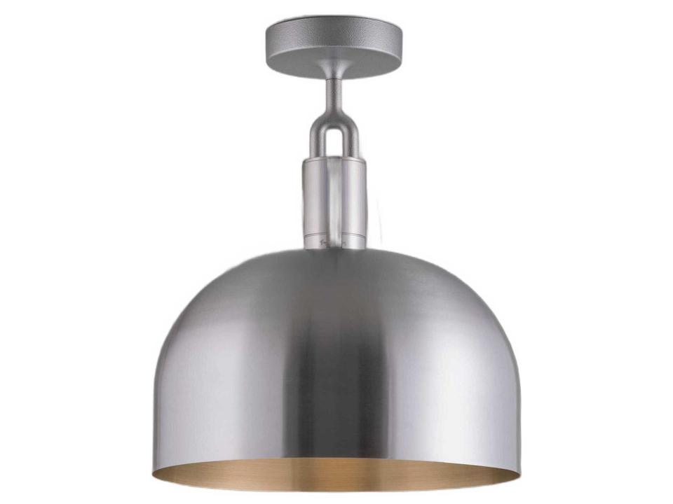 Forked Globe 1-Light Semi-Flush Mount in Steel and Smoked Glass