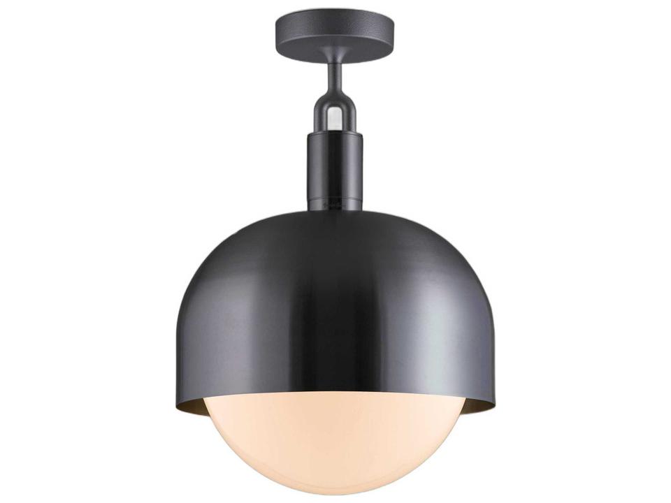 Forked 1-Light Smoked Glass Semi-Flush Mount in Gun Metal