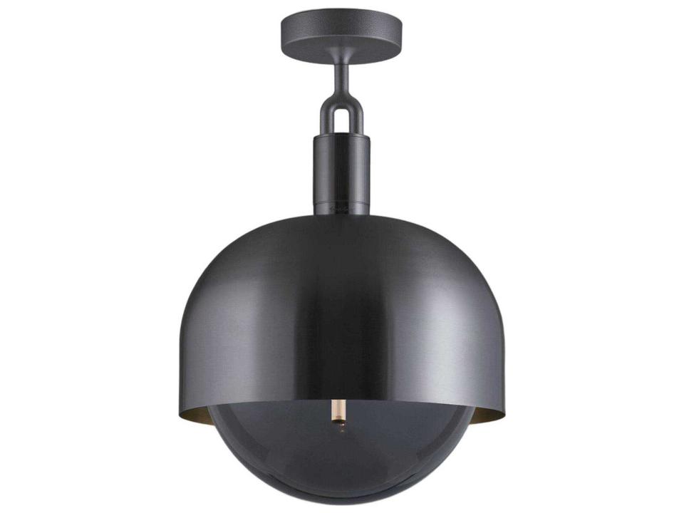 Forked LED Ceiling Mount With Smoked Glass Globe and Gun Metal Finish
