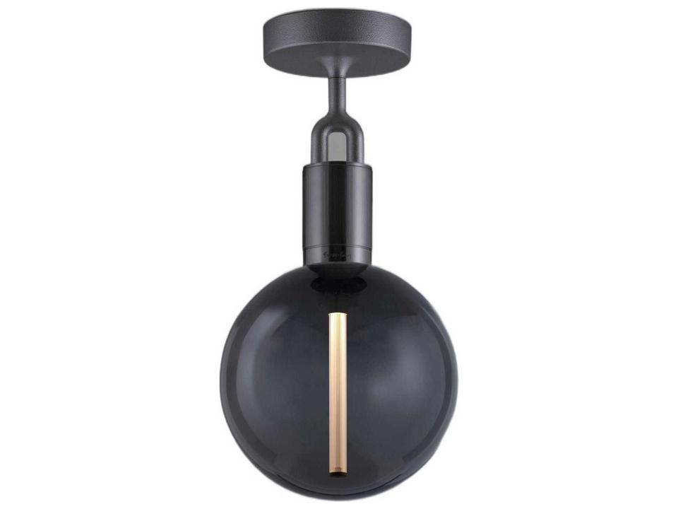 Forked 1-Light Semi-Flush Mount in Gun Metal with Glass Globe