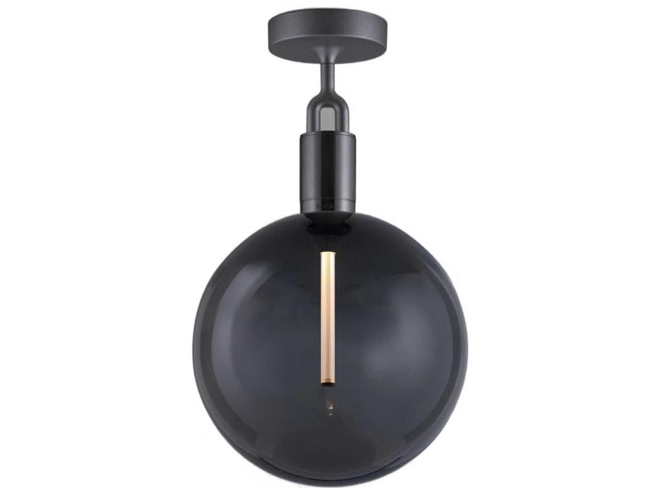 Forked Globe Smoked Glass Semi-Flush Mount in Gun Metal
