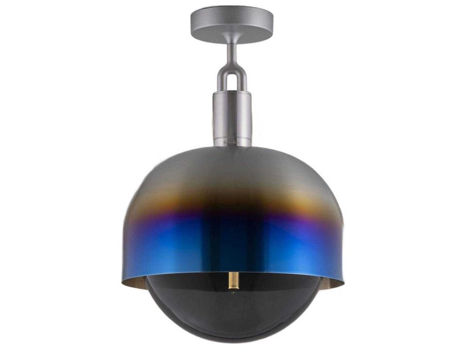 Forked 1-Light Burnt Steel Semi Flush Mount