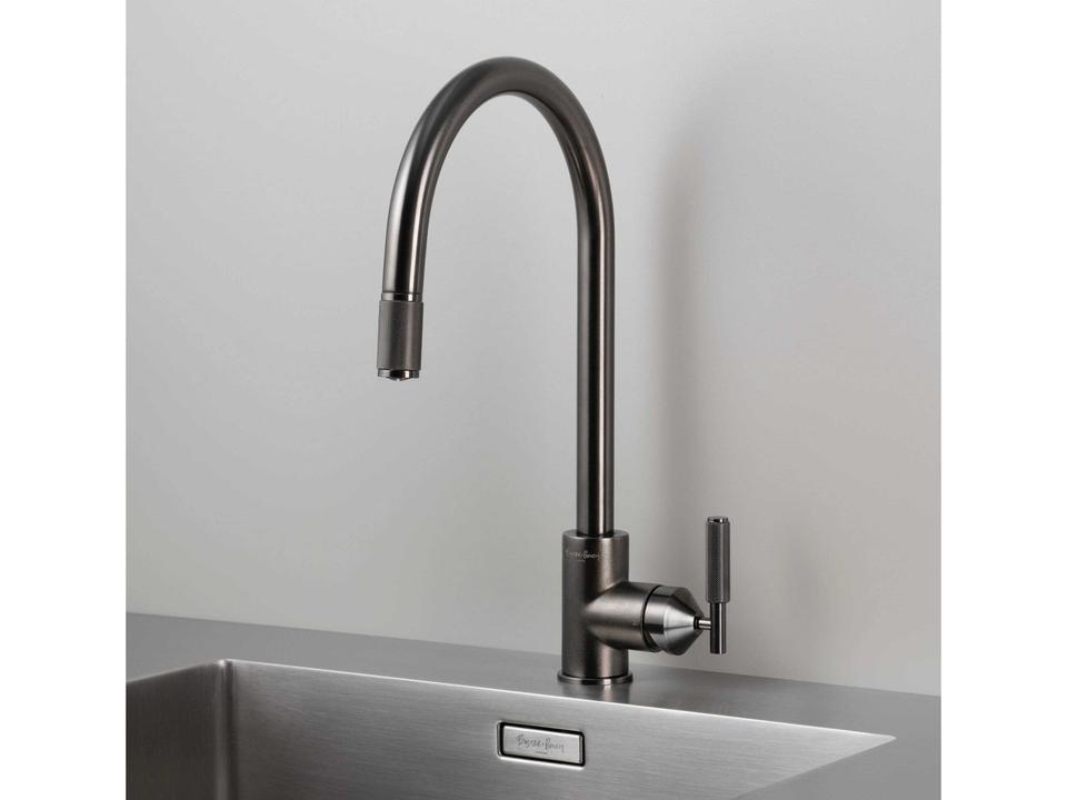 Gun Metal Pull-Out Kitchen Faucet with Cross-Knurled Dual Spray