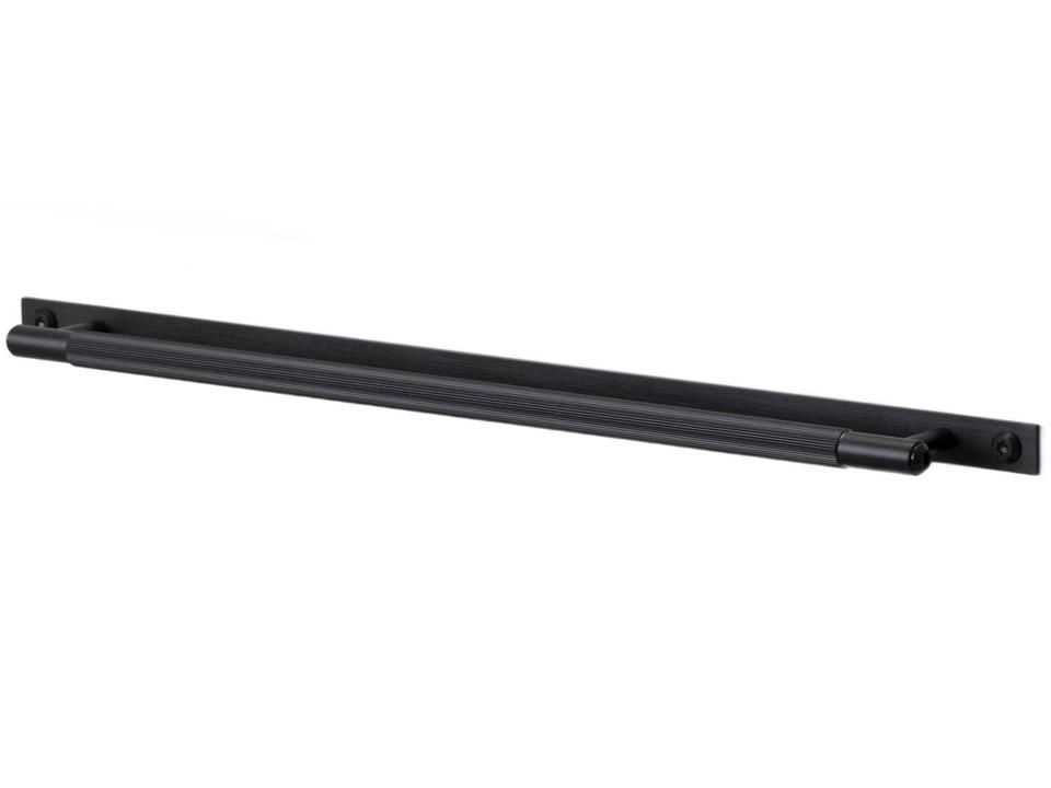 Linear Large Black Anodized Aluminum Cabinet Pull with Backplate