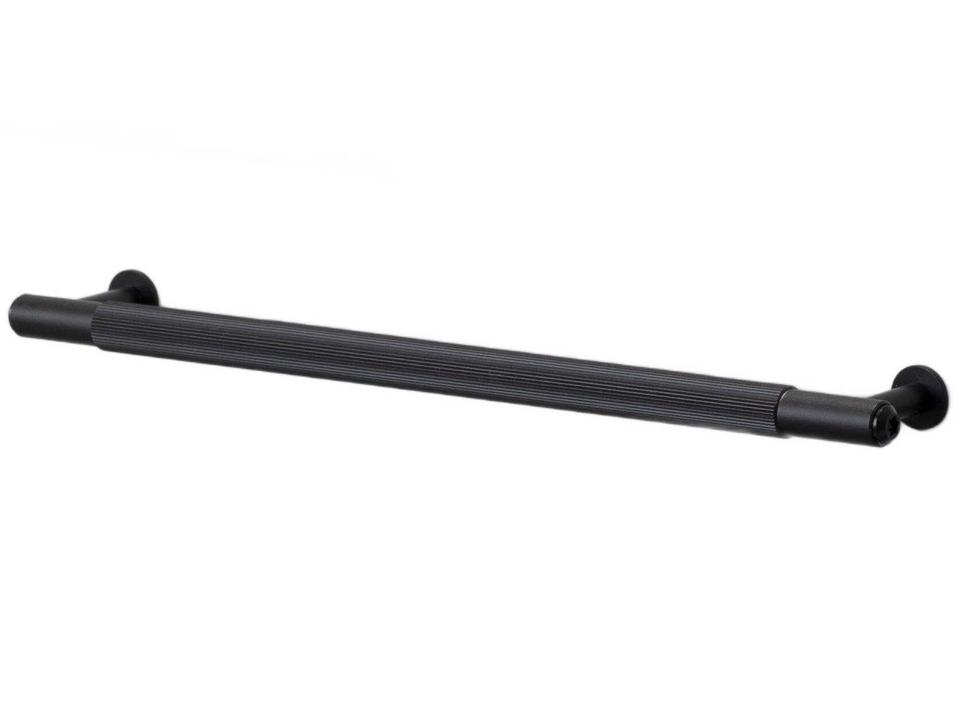 Linear Cabinet Pull in Black Anodized Aluminum with Straight Knurl