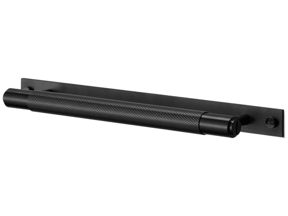 Cross Cabinet Bar Handle with Backplate in Black Anodized Aluminum