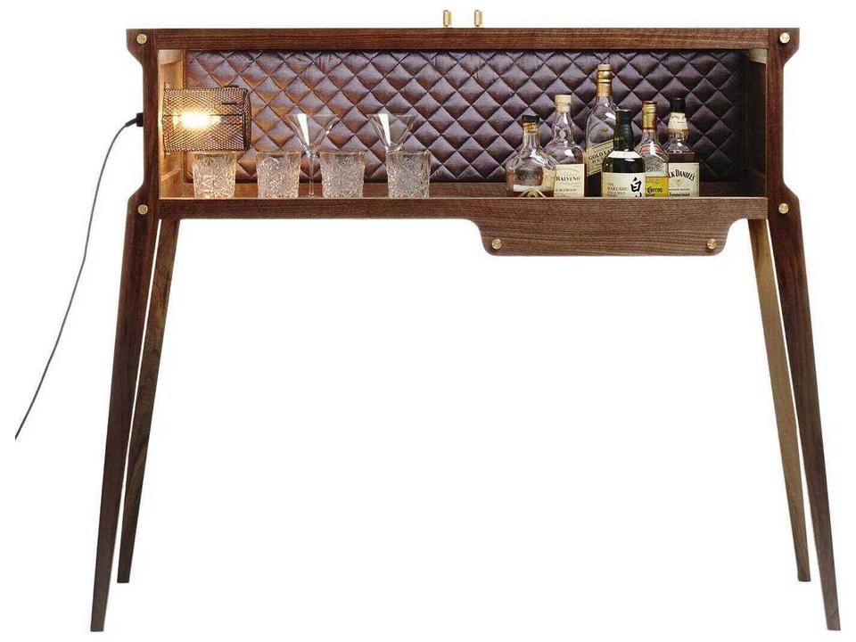 The Rockstar American Walnut Whisky Bar Cabinet with Brass Details
