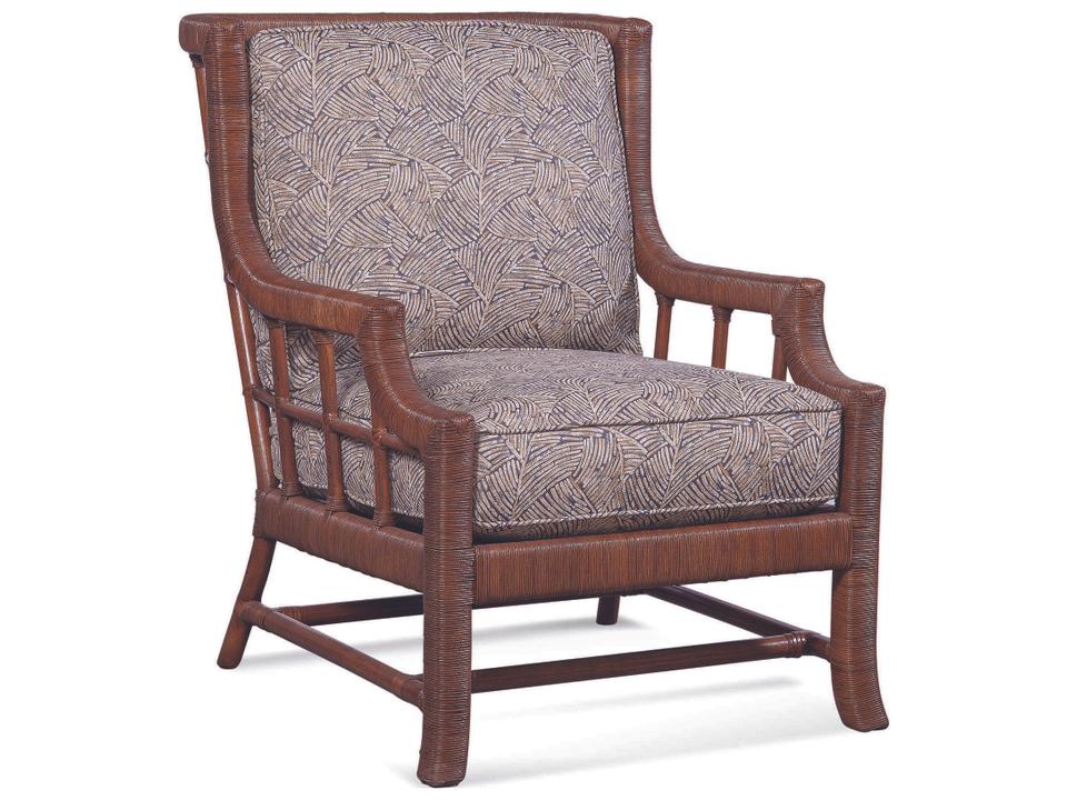 Lafayette Upholstered Accent Chair in Wicker and Rattan