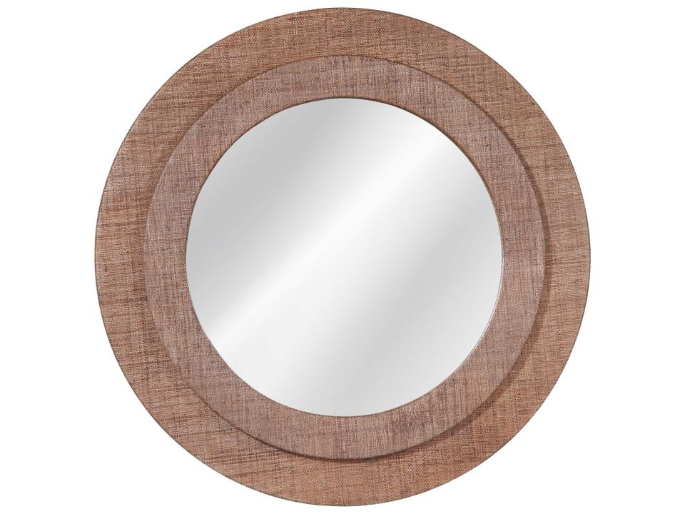 Haven Round Mirror in Custom Finish Options with Raffia Front