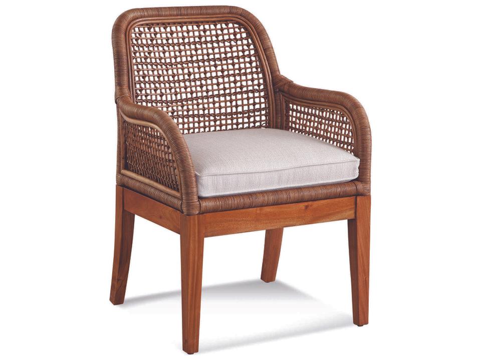 Boone Rattan Upholstered Arm Dining Chair
