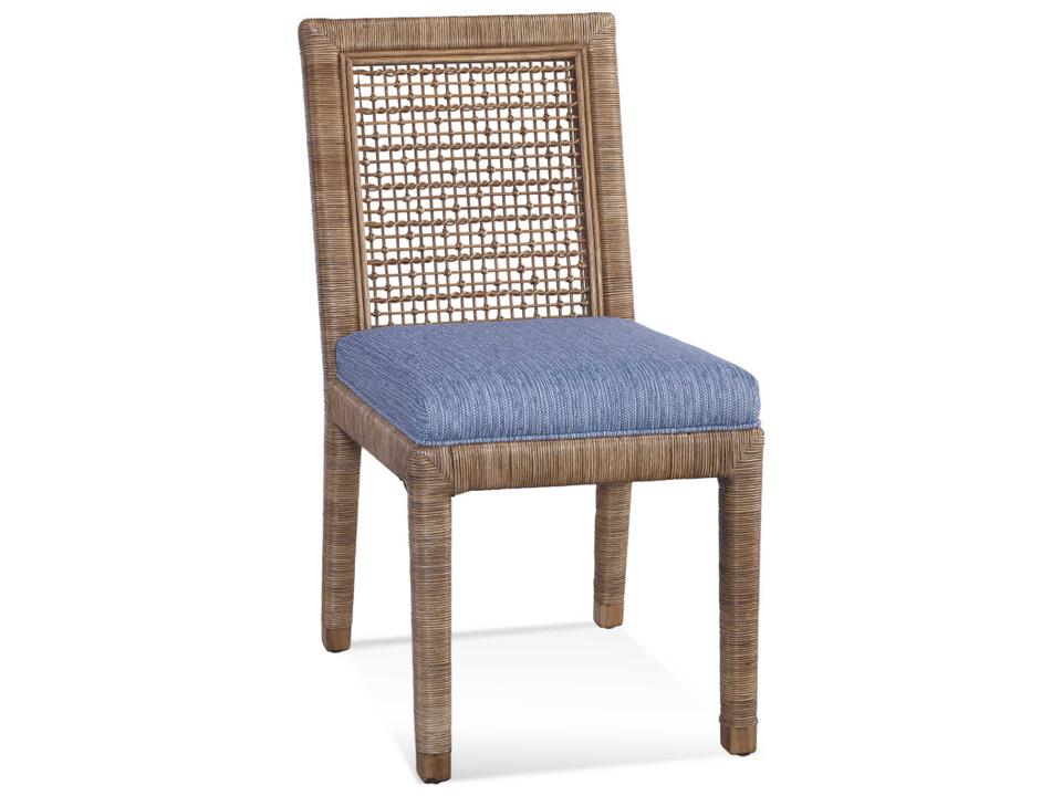 Pine Isle Upholstered Dining Side Chair in Wicker and Rattan