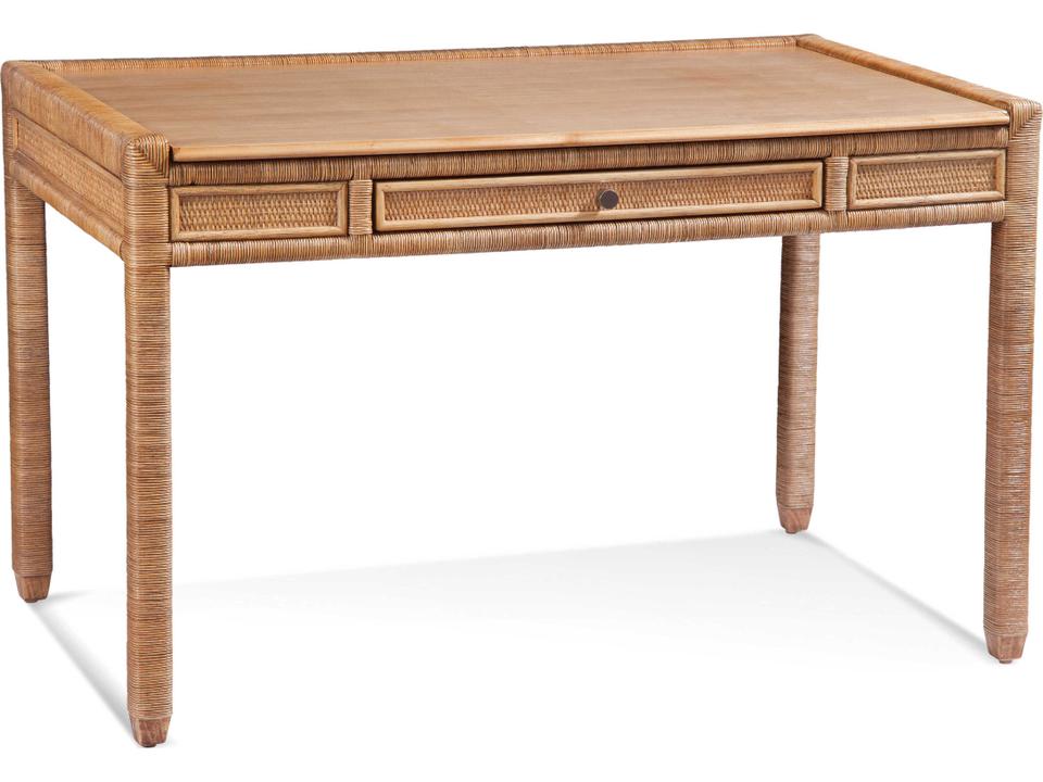 Pine Isle Wood and Rattan Writing Desk