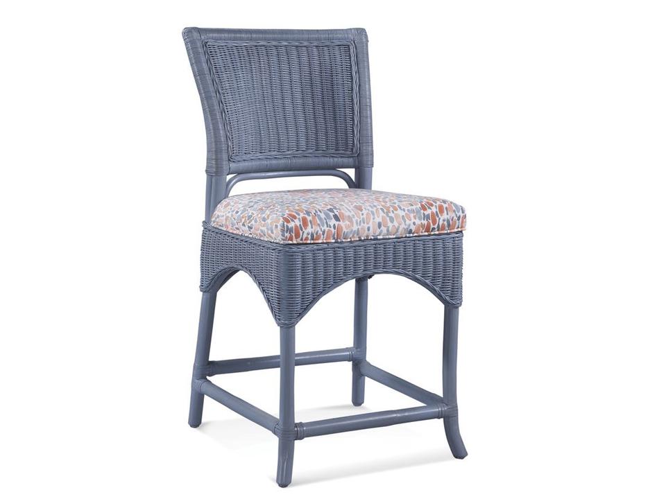 Palm Cove Upholstered Counter Stool in Rattan and Wicker