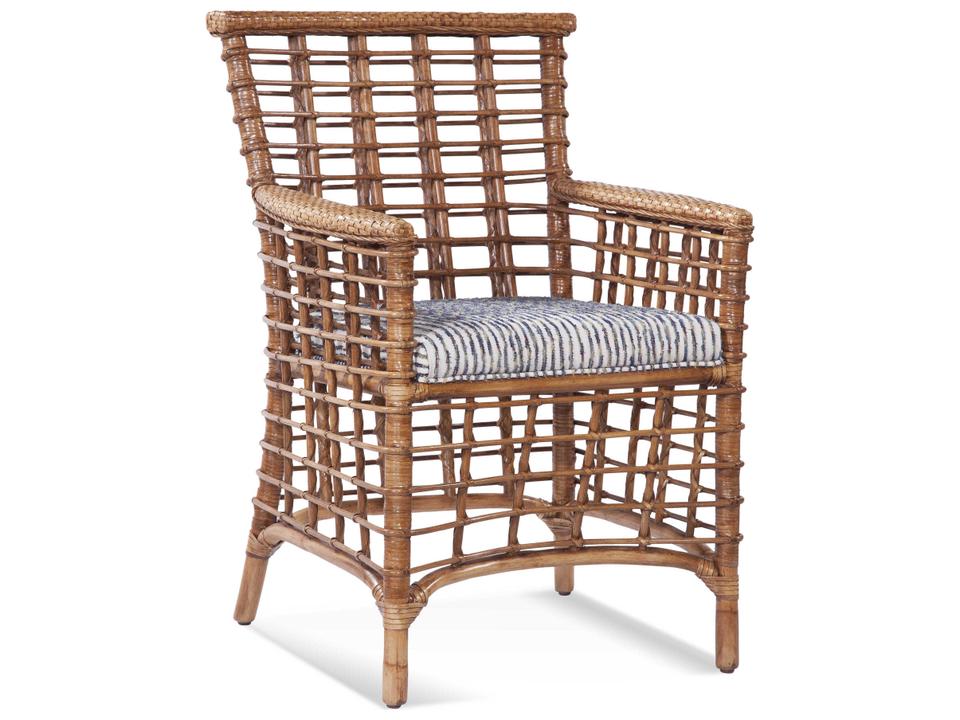Bridgehampton Upholstered Rattan Dining Arm Chair