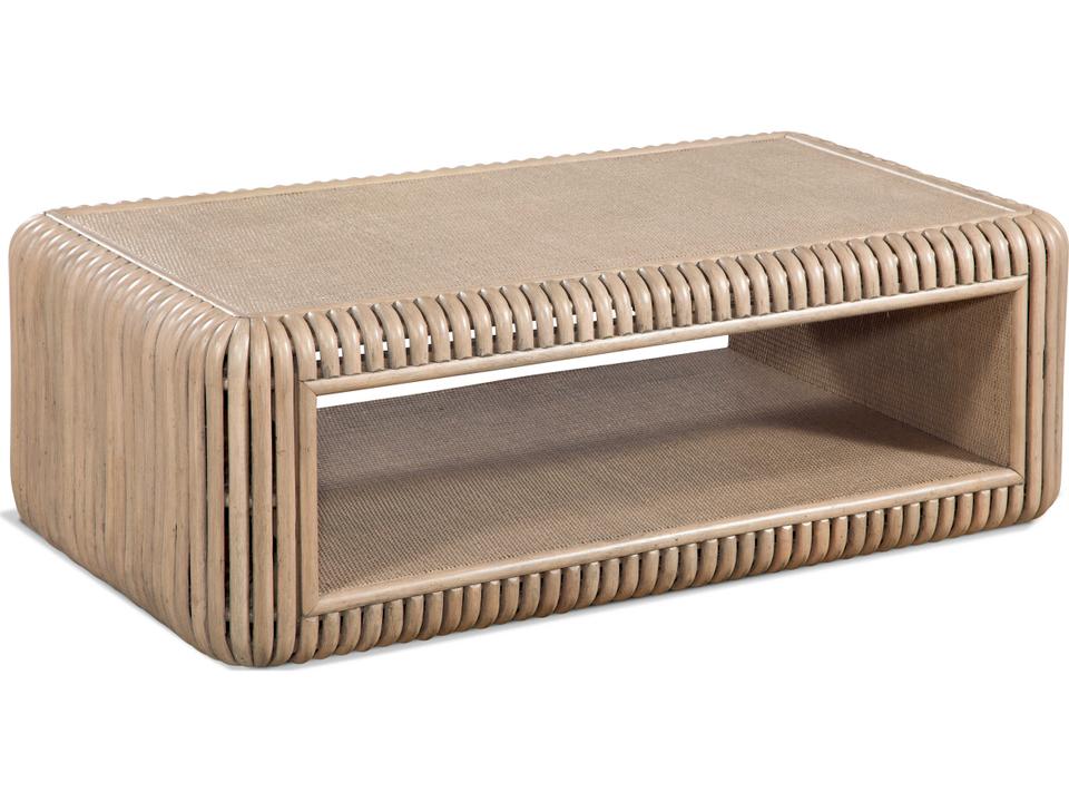 Tulum Rectangle Coffee Table with Casters in Wood and Rattan
