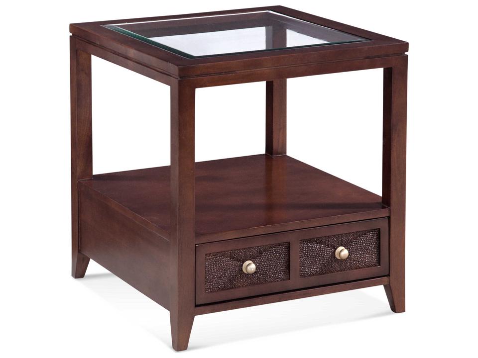 Edenton Transitional End Table with Inset Glass Top