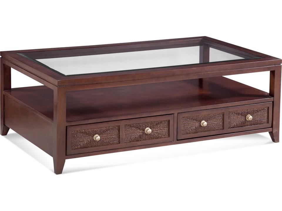 Edenton Rectangle Coffee Table with Glass Top and Drawers