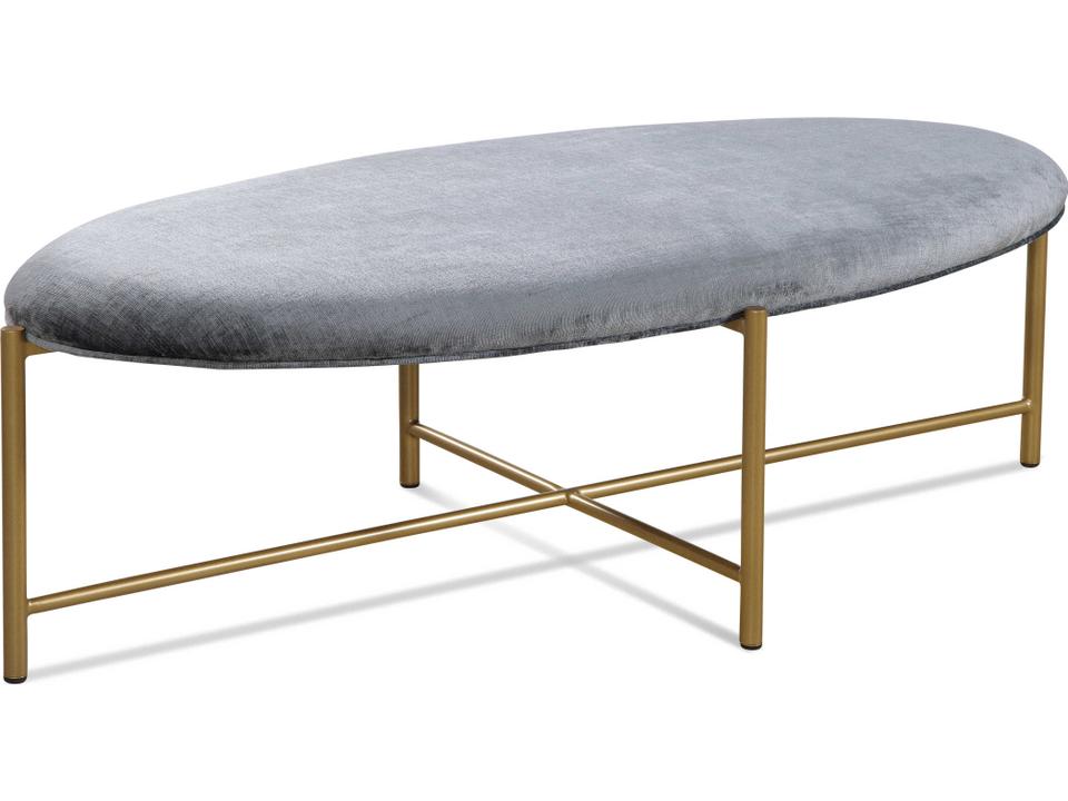 Tobin Oval Upholstered Cocktail Table with Gold Metal Base