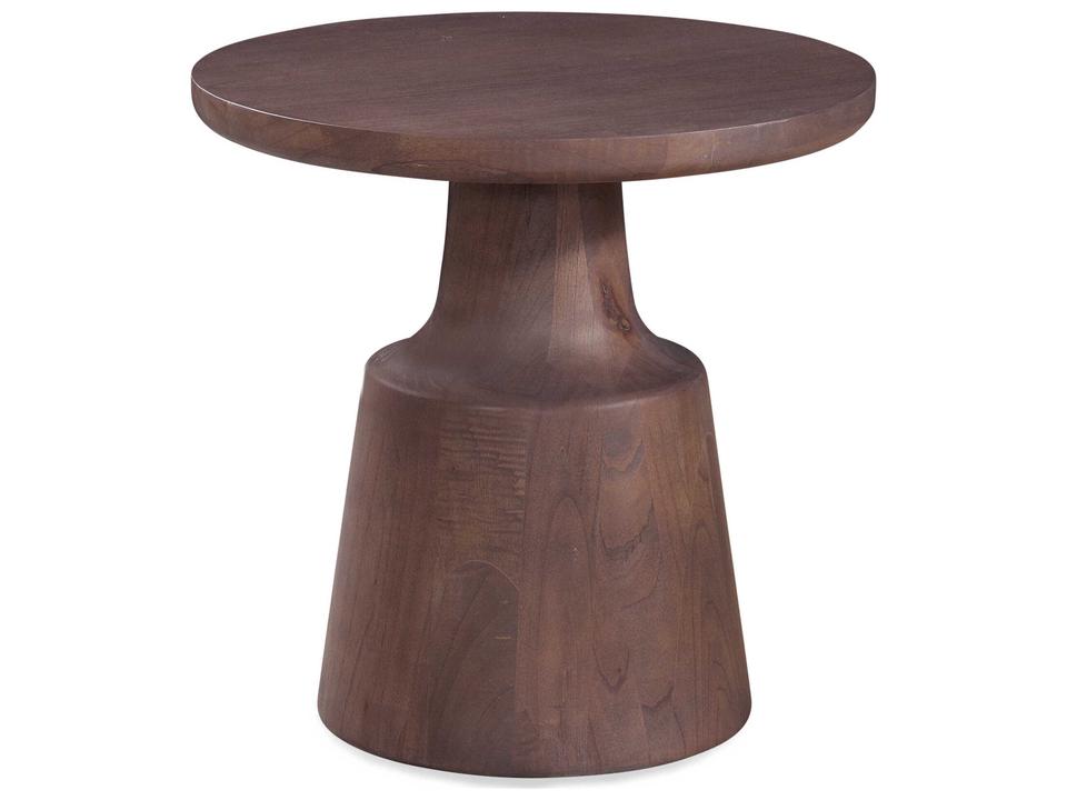 Lempa Round Chairside End Table in Truffle Mindi Wood