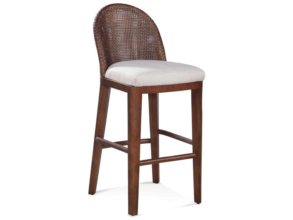 Lawrence Upholstered Bar Stool with Rattan Back