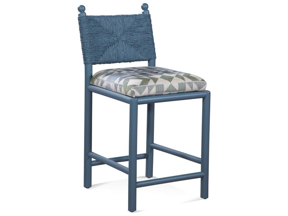 Dulce Upholstered Counter Stool with Woven Rattan Back