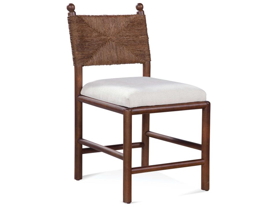 Dulce Upholstered Rattan Dining Side Chair in Custom Finish