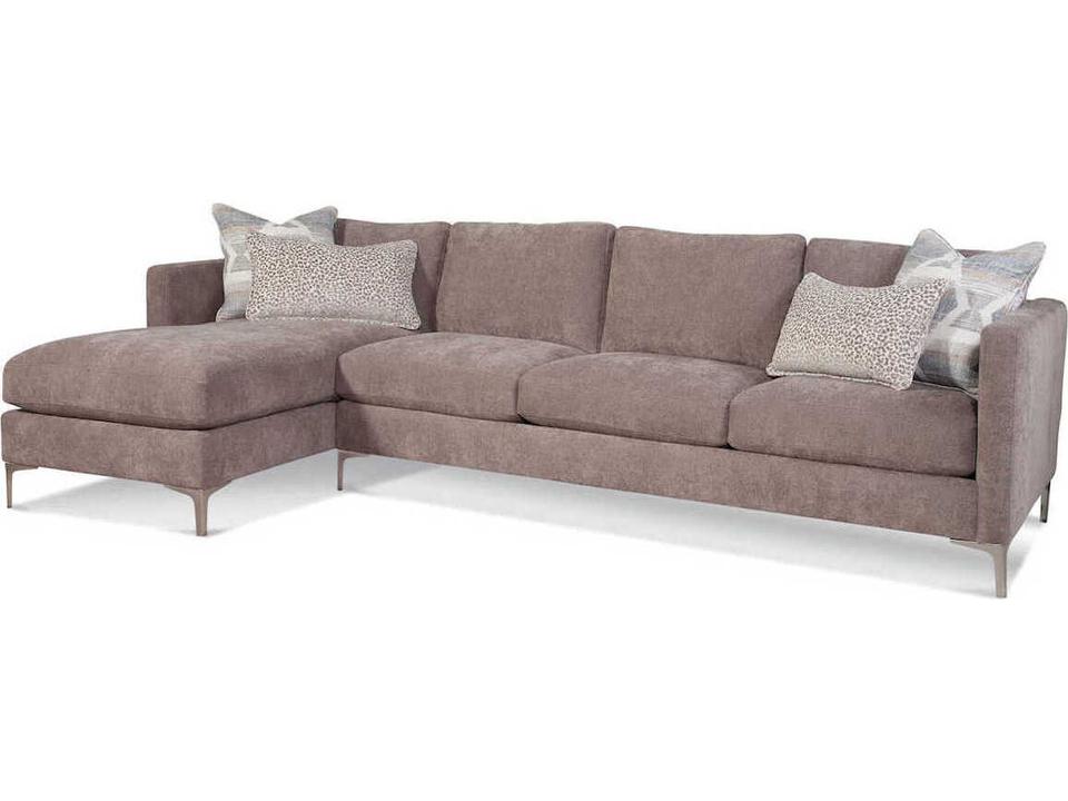 Lenox Upholstered Chaise Lounge with Satin Nickel Legs