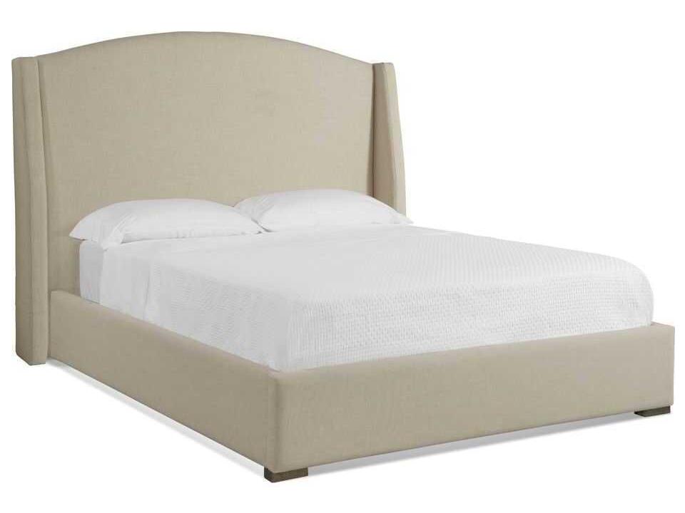 Harper King Upholstered Bed in Beige Hardwood