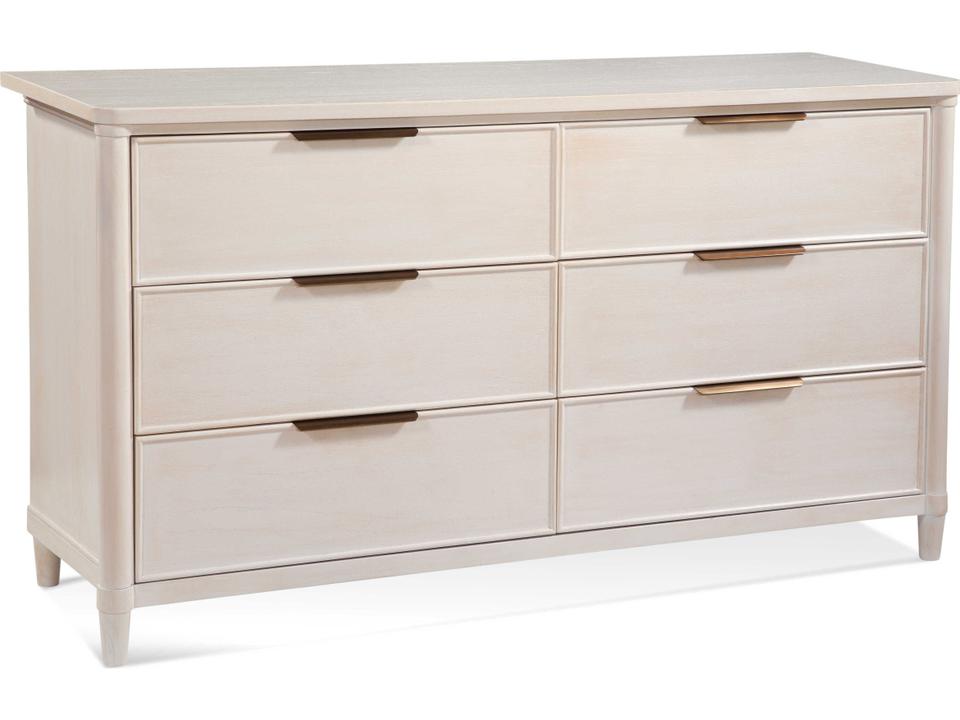 Clair 6-Drawer Wood Dresser with Brass Hardware