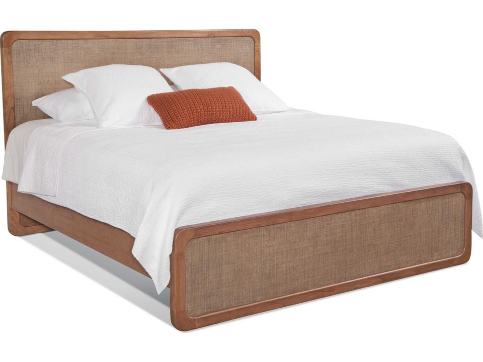 Nova King Panel Bed in Solid Mindi Wood and Raffia