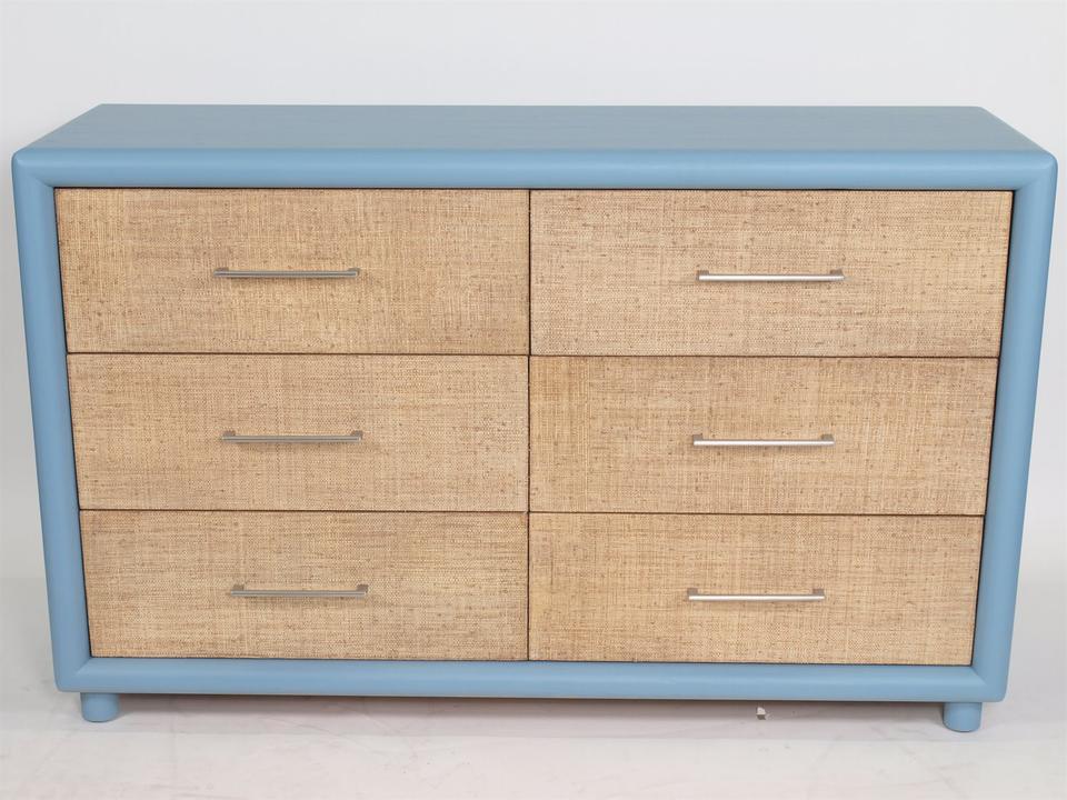 Nova 6-Drawers Blue Mindi Wood Double Dresser