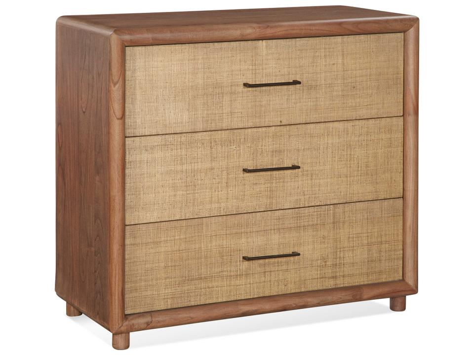 Nova 3-Drawer Wood Chest with Raffia Inserts