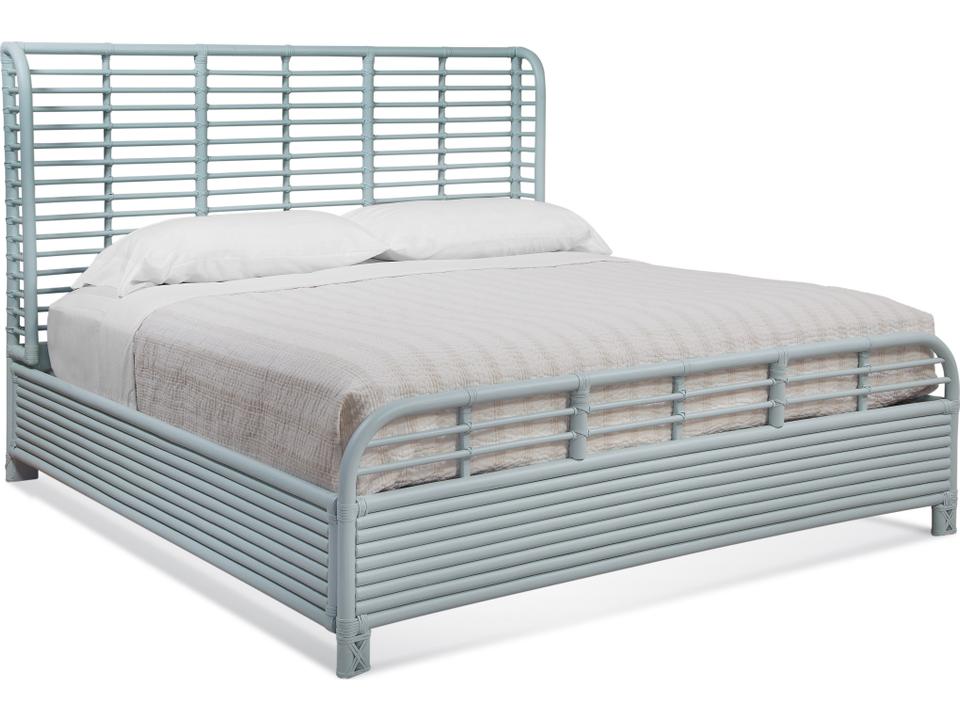 Isla Blue Rattan Queen Panel Bed