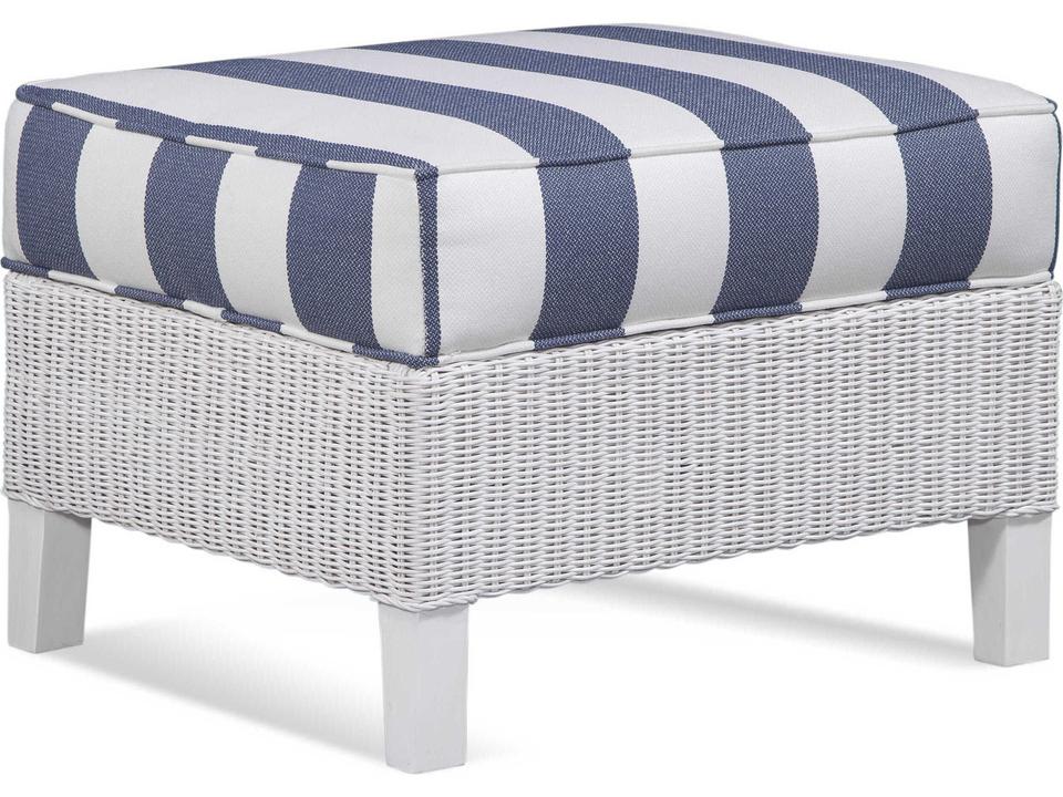 Gibraltar Upholstered Accent Ottoman with Wicker and Rattan Frame