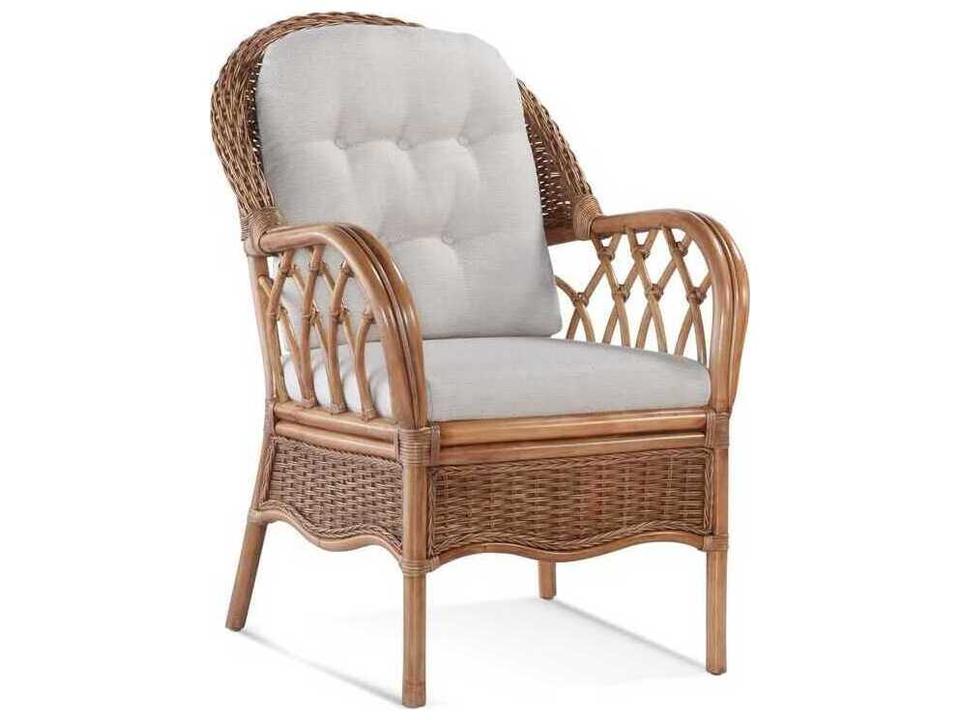 Everglade Rattan Upholstered Dining Armchair in Honey Finish