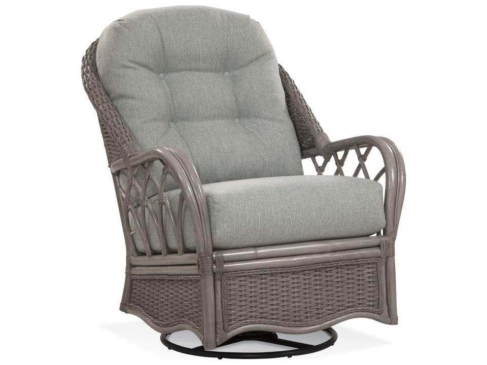 Everglade Swivel Glider Accent Chair in Wicker and Rattan Frame