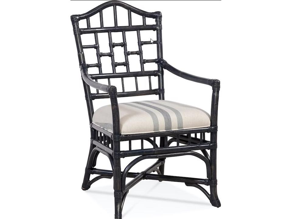 Chippendale Rattan Wicker Dining Arm Chair in Customizable Finish