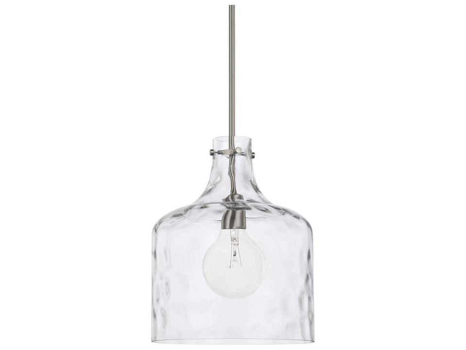 Crawford 1-Light Water Glass Pendant Light in Brushed Nickel