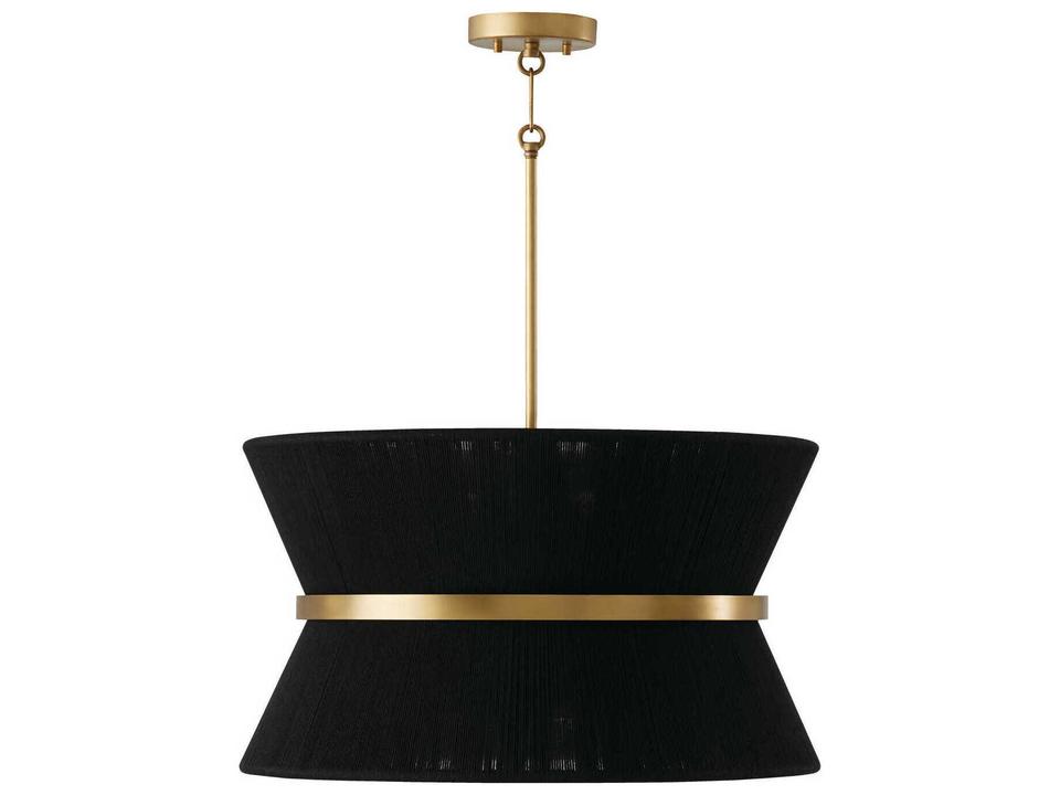Cecilia 8-Light Pendant Black Rope and Patinaed Brass