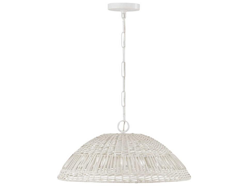 Naomi 1-Light Hand-Woven Rattan Pendant Light in Chalk White
