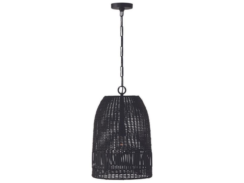 Naomi 1-Light Rattan Pendant Light in Matte Black