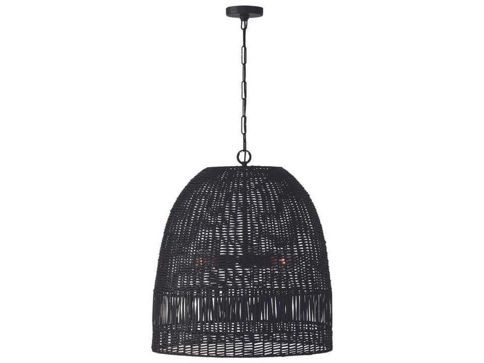 Naomi 3-Light Hand-Woven Rattan Pendant Light in Matte Black