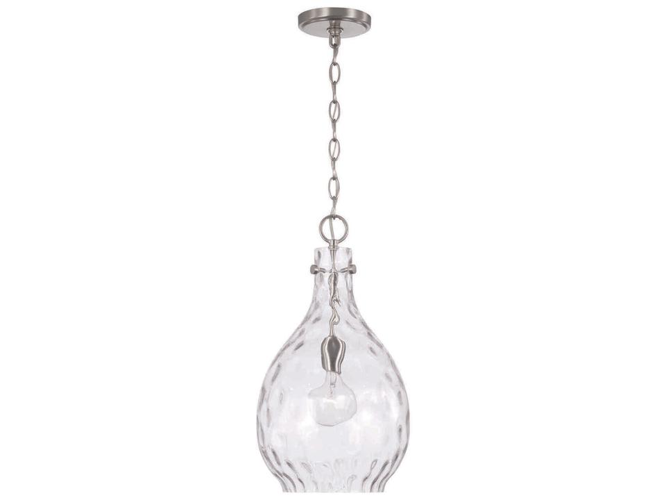 Brentwood 1-Light Teardrop Pendant Light in Brushed Nickel