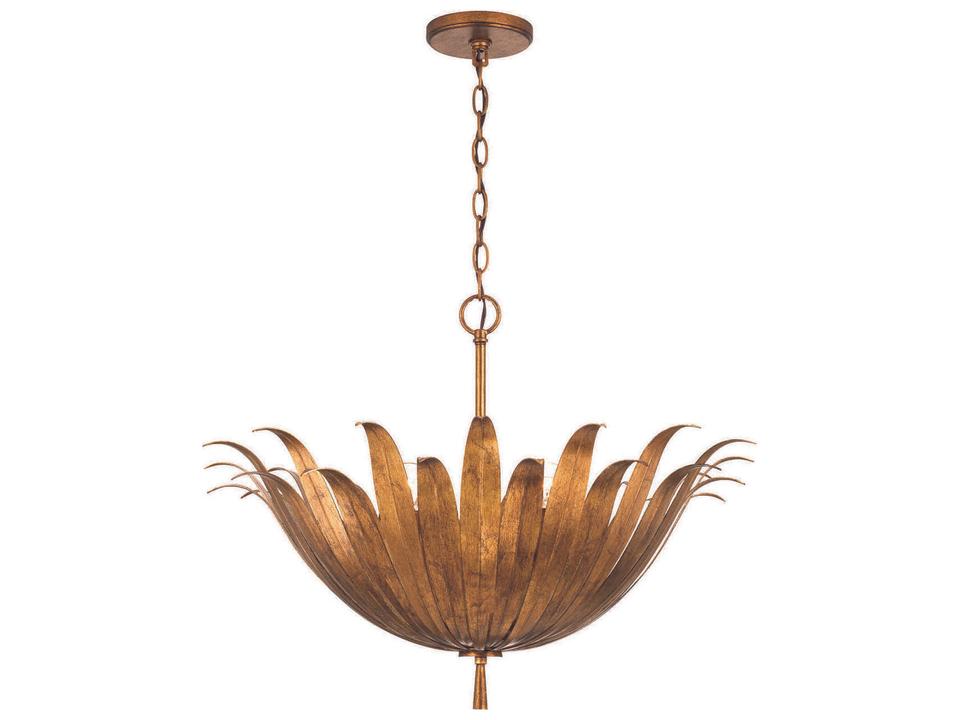 Eden 4-Light Botanical Pendant Light in Antique Gold