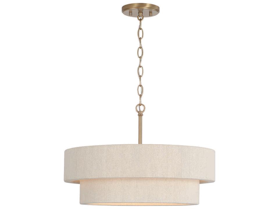 Delaney 4-Light Dual Mount Pendant in Matte Brass and Bleached Rope